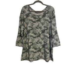 Wonderly Studio Women XL Green Tie-Dye Tunic Top 3/4 Sleeves Y2K Artsy Long Line